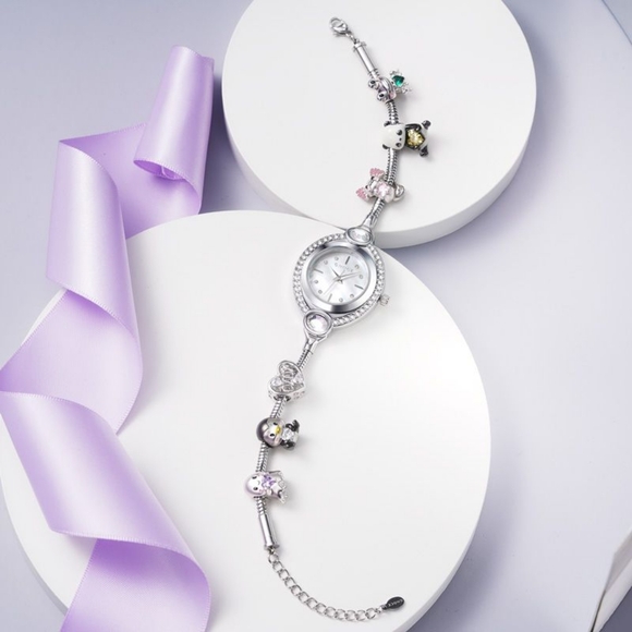 Gnoce Watch DISCONTINUED Charms Silver Bracelet Mother of Pearl Oval Iridescent - Picture 4 of 9